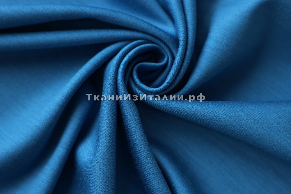 ткань джерси василькового цвета, джерси шерсть однотонная голубая Италия