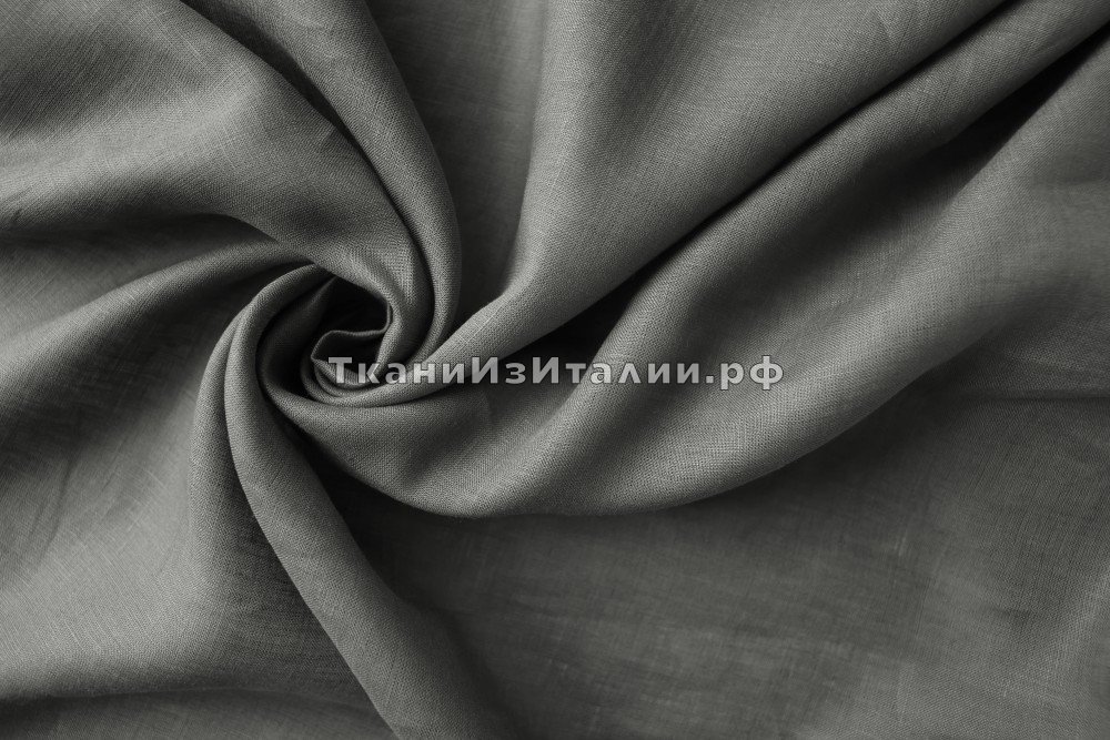 ткань серый лен, костюмно-плательная лен однотонная серая Италия