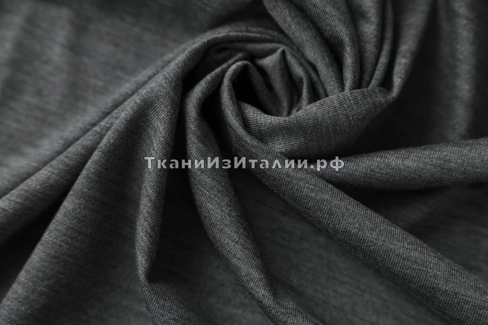 ткань средне-серый трикотаж меланж с шелком, Италия