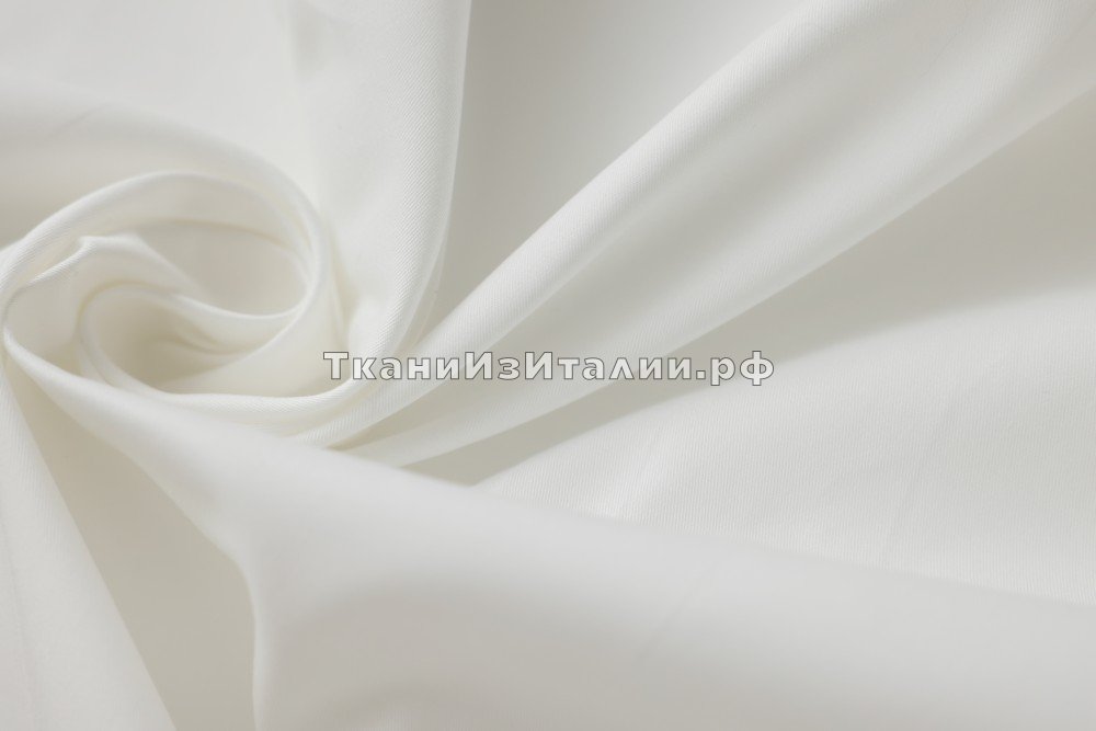 ткань белый хлопок с эластаном, костюмно-плательная хлопок однотонная белая Италия