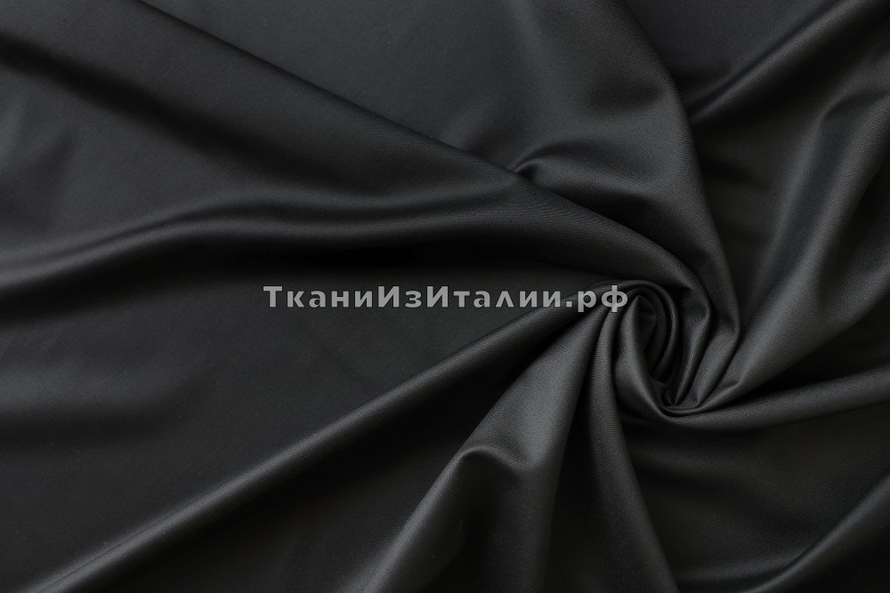 ткань костюмная шерсть черного цвета, костюмно-плательная шерсть однотонная черная Италия