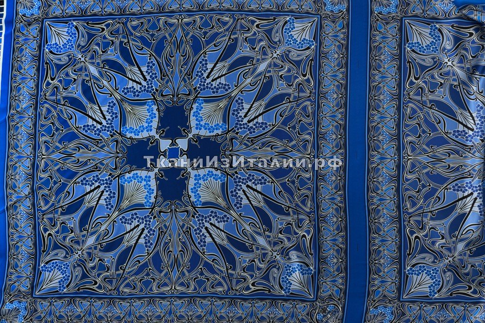  шелковый платок с узором в сине-голубых тонах, Италия