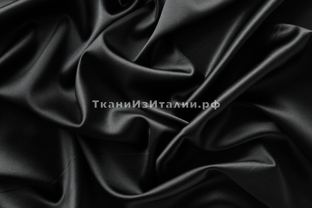 ткань черный атлас с эластаном, Италия