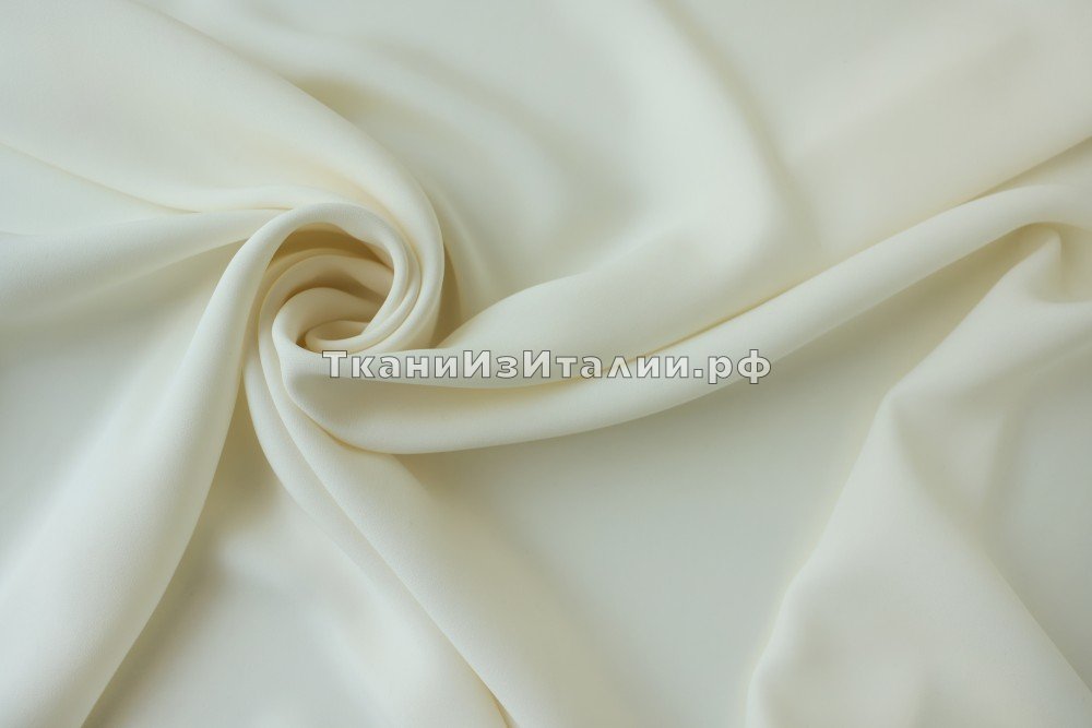ткань молочное кади из шелка, кади шелк однотонная белая Италия