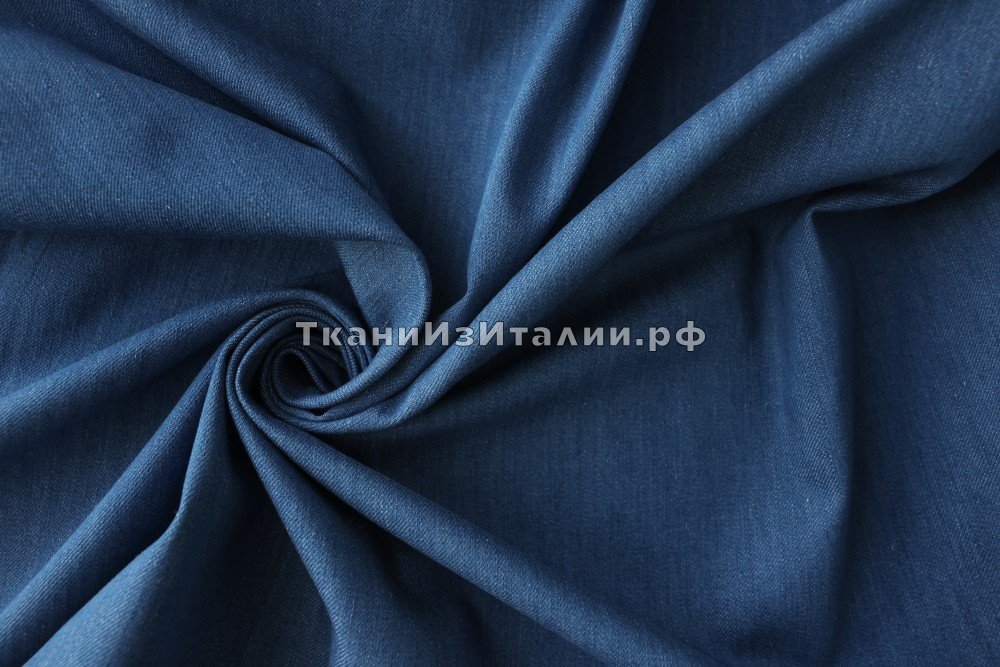 ткань джинсовка ярко-синяя, джинсовая ткань хлопок однотонная синяя Италия