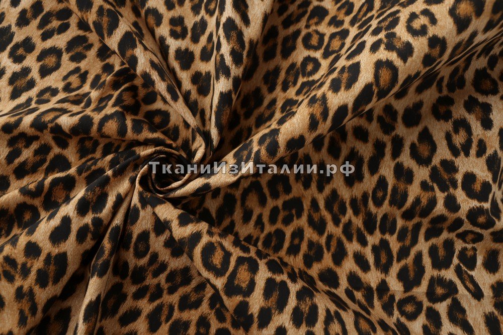 ткань поплин светло-коричневый с леопардом, поплин хлопок леопард коричневая Италия