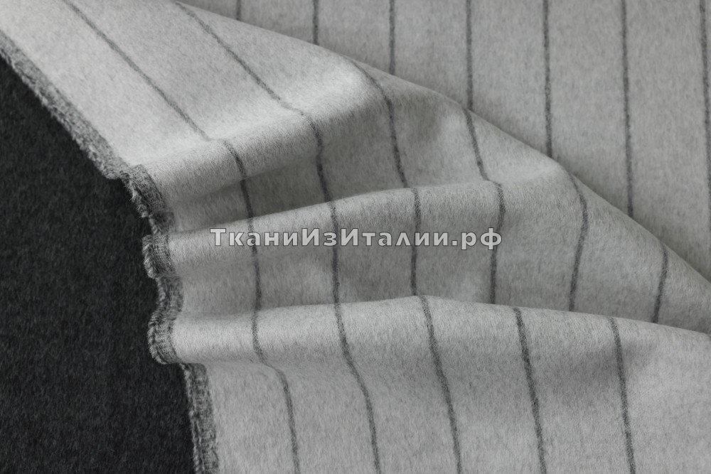 ткань двухслойный двусторонний пальтовый кашемир в полоску, пальтовые кашемир в полоску белая Италия