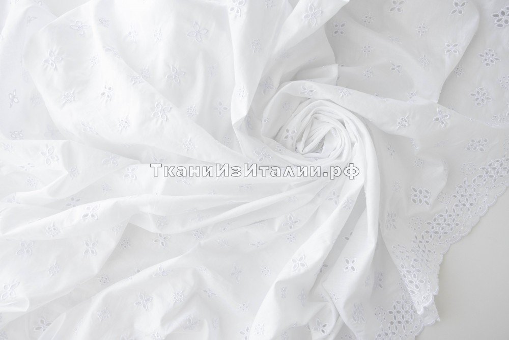 ткань белое шитье с цветочками (по всему полотну), Италия