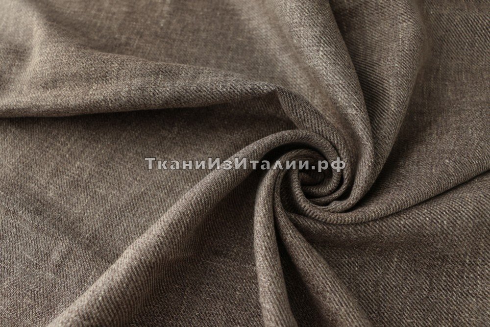 ткань серо-коричневый лен, костюмно-плательная лен однотонная серая Италия