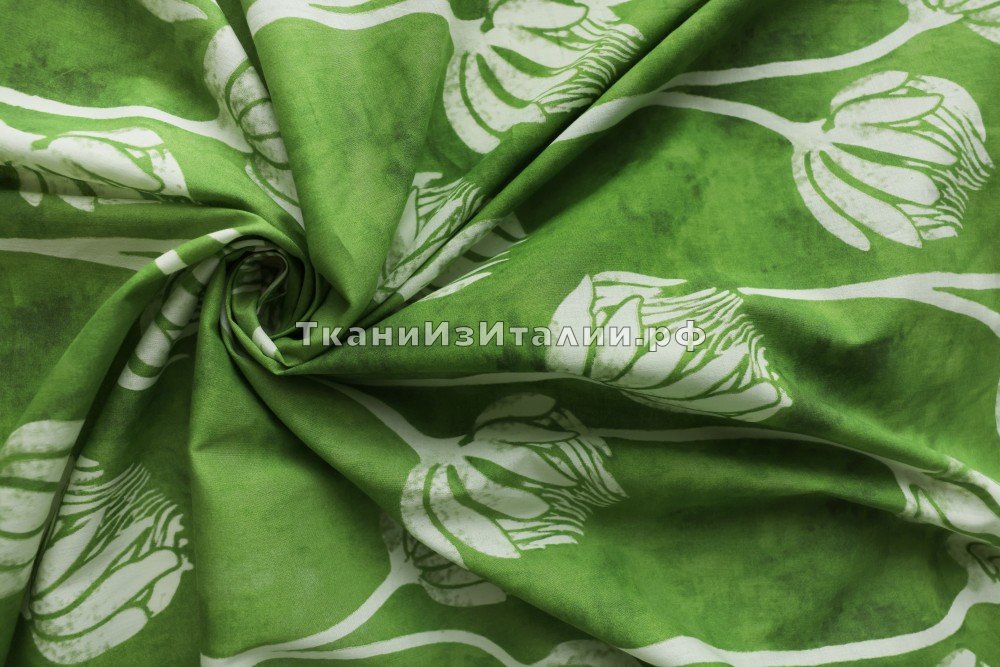ткань зеленый хлопок с артишоками, Италия