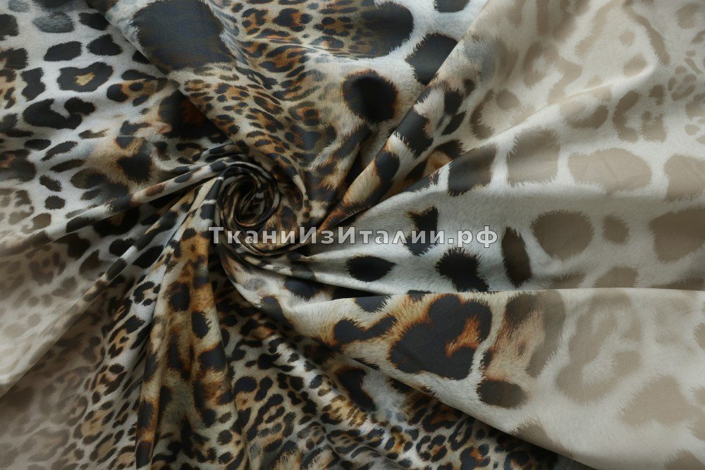 ткань сатин с леопардовым принтом (купон), Италия