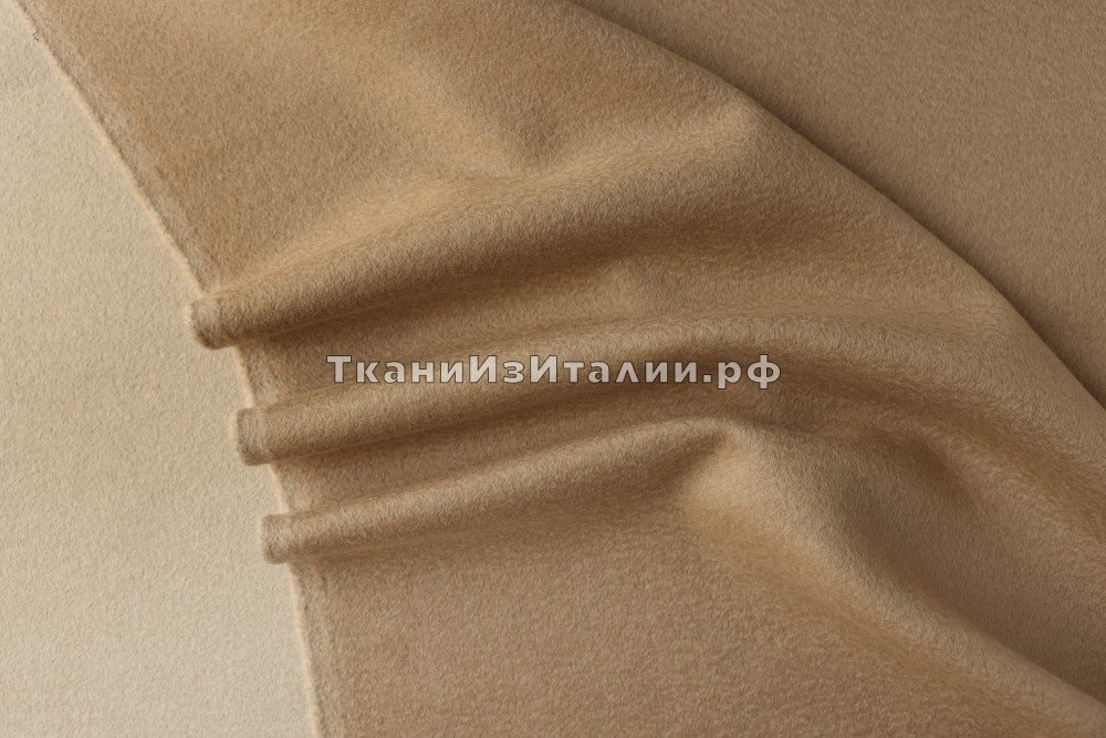 ткань двухслойная двусторонняя пальтовая шерсть песочный и светлый кэмел, Италия