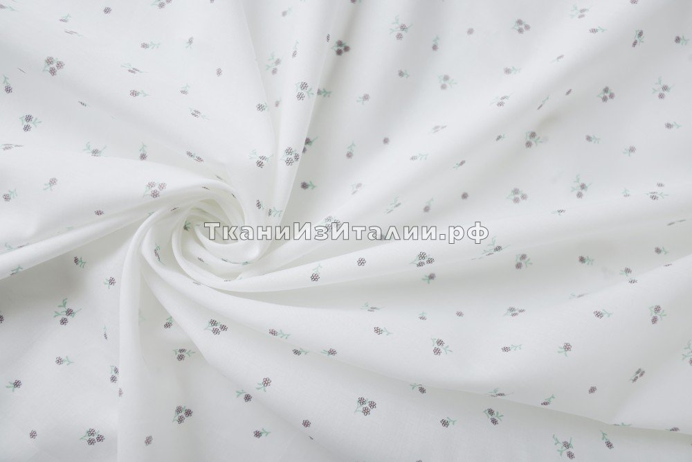 ткань батист с мелкими цветочками на белом фоне, Италия