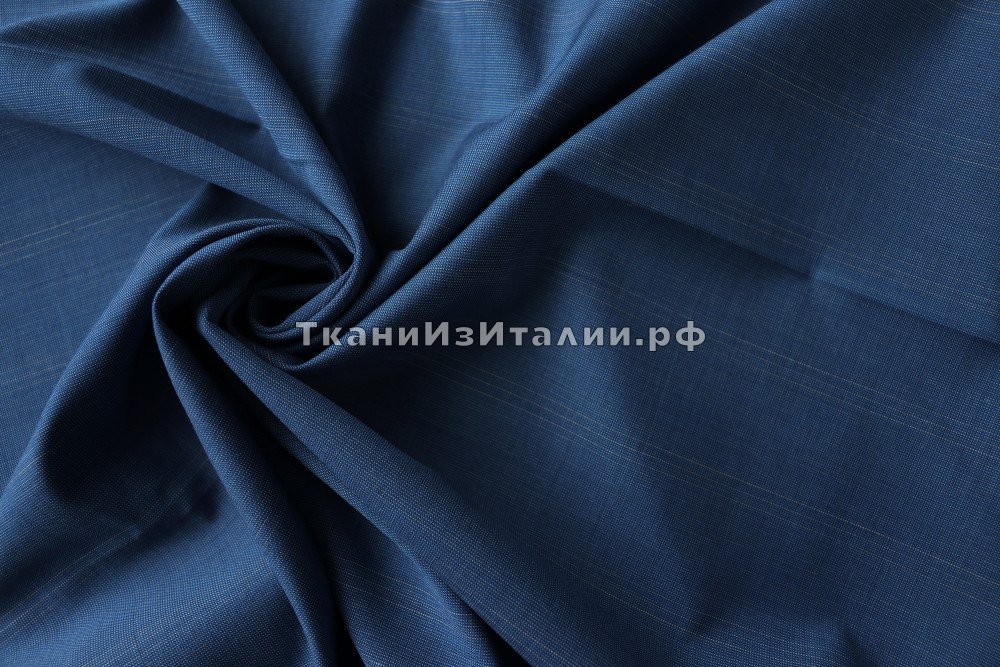 ткань ярко-голубая костюмная шерсть в полоску, Италия