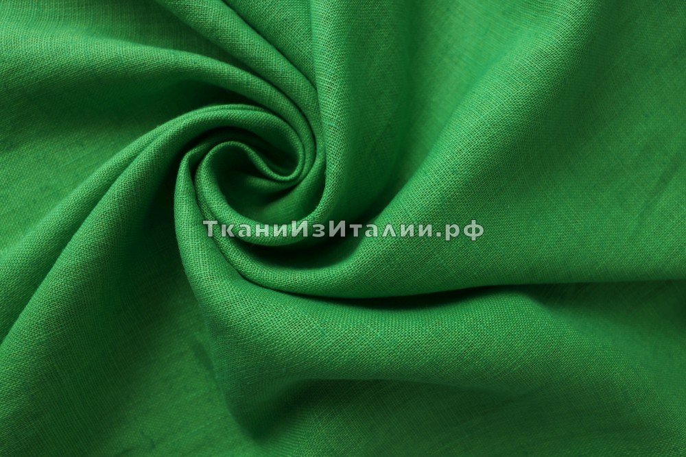 ткань лен зеленый (костюмно-плательный), Италия