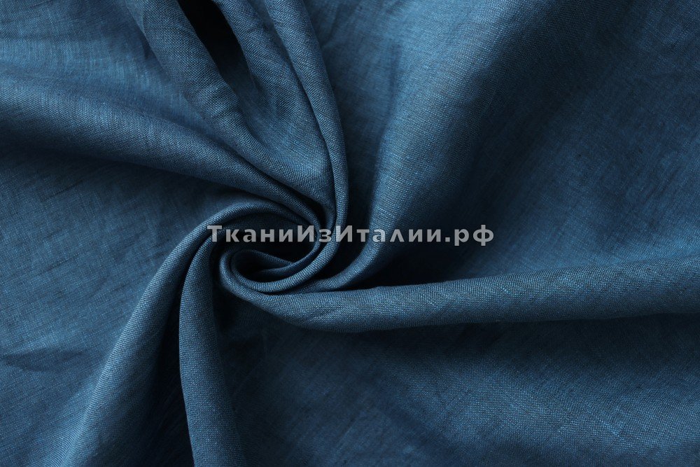ткань лен костюмно-плательный сизо-голубого цвета с лоском, Италия