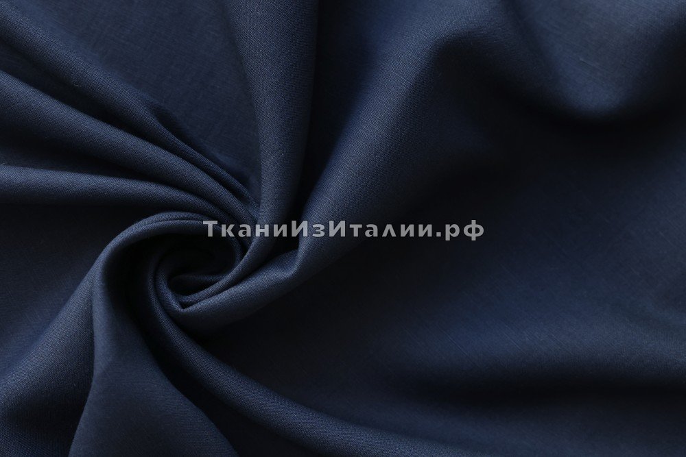 ткань темно-синий лен (костюмный), Италия