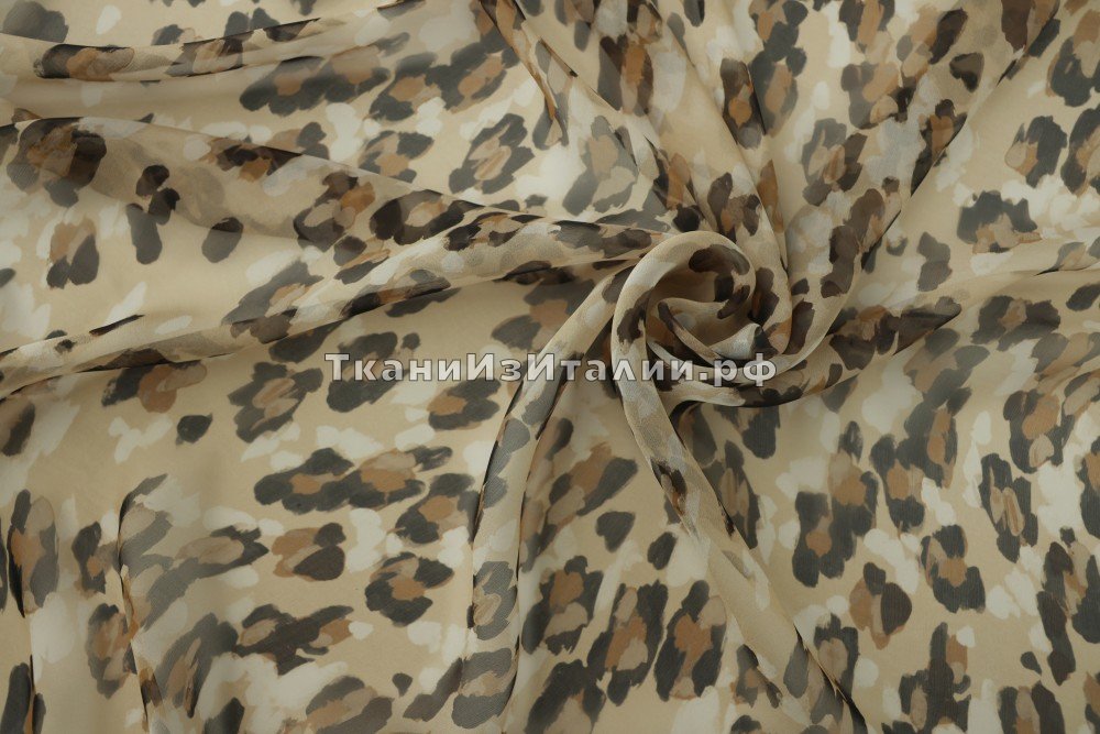 ткань шифон с принтом леопард, Италия
