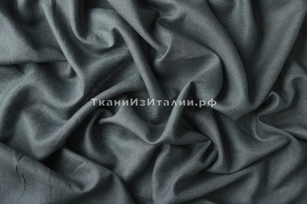 ткань рубашечный лен средне-серого цвета, Италия