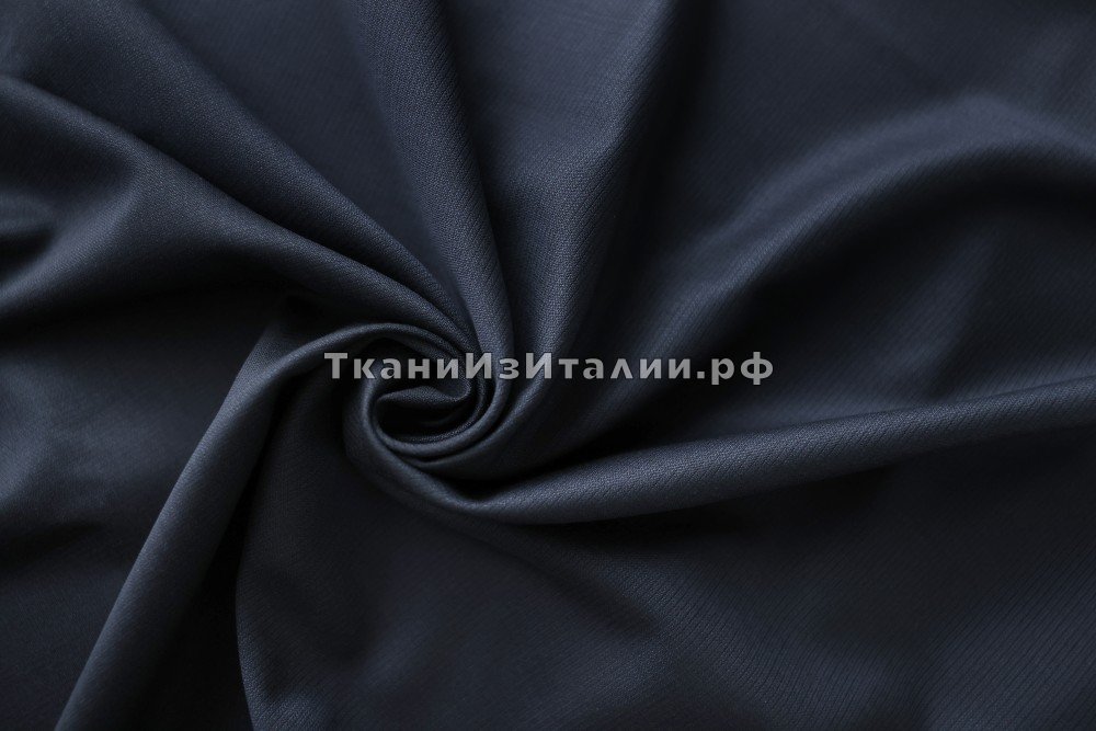 ткань темно-синяя шерсть в узкую полоску, Италия