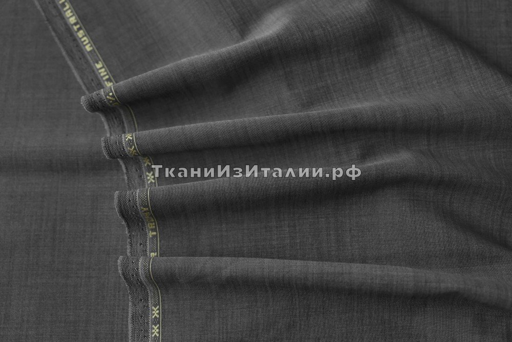 ткань костюмная шерсть серый меланж с лоском, Италия