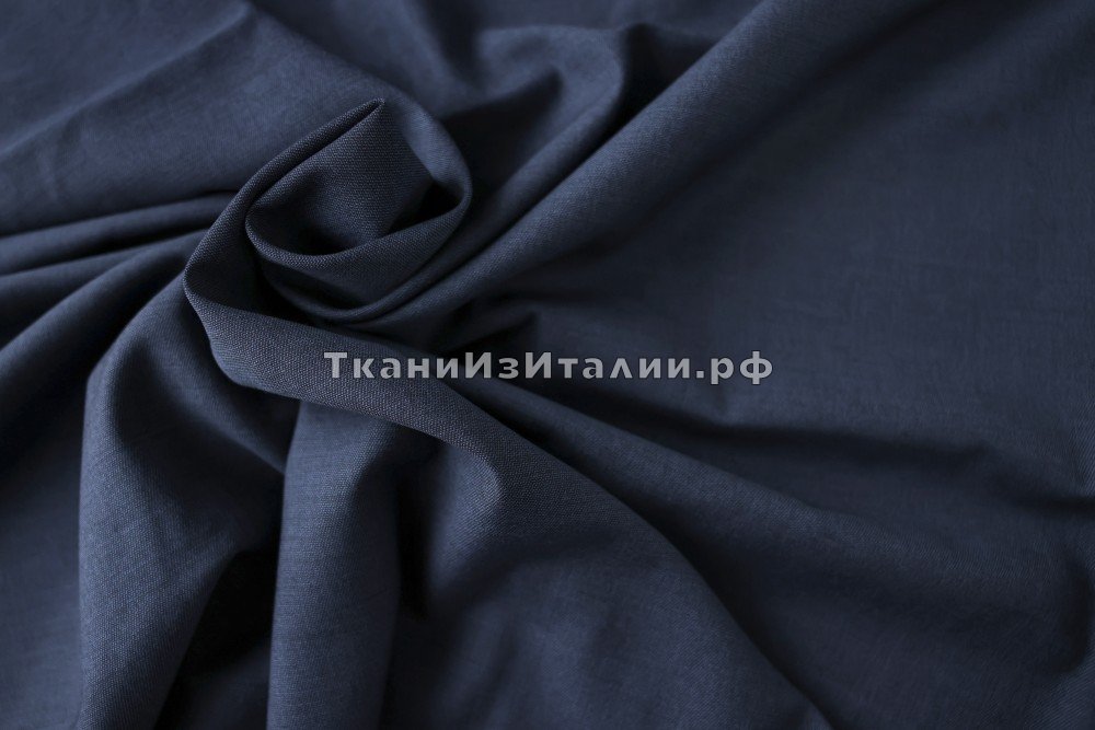 ткань костюмная шерсть синего цвета, Италия
