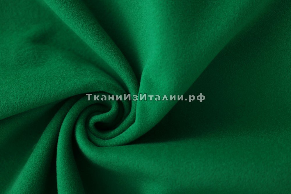 ткань двухслойный двусторонний зеленый кашемир с шерстью, Италия