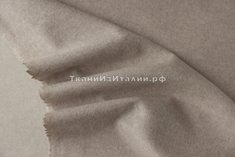 ткань серо-бежевая двухслойная двусторонняя шерсть с кашемиром, Италия