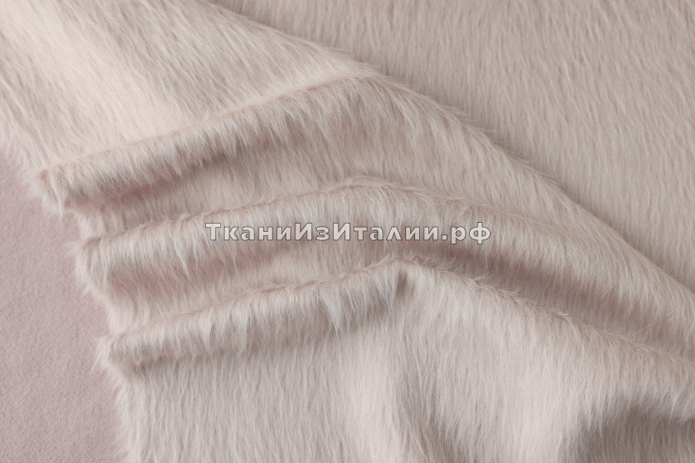 ткань пальтовая шерсть с ворсом пудрового (холодного) цвета, Италия
